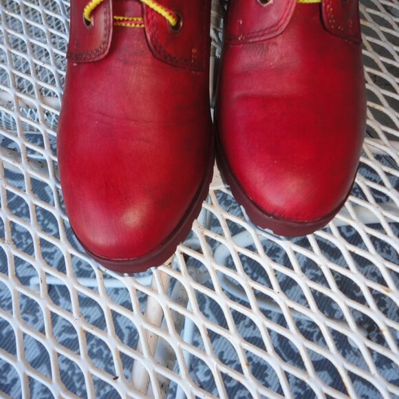 TIMBERLAND "Allington" Red Leather Block Heel Lace Up Boots Size 6.5 - Picture 6 of 8